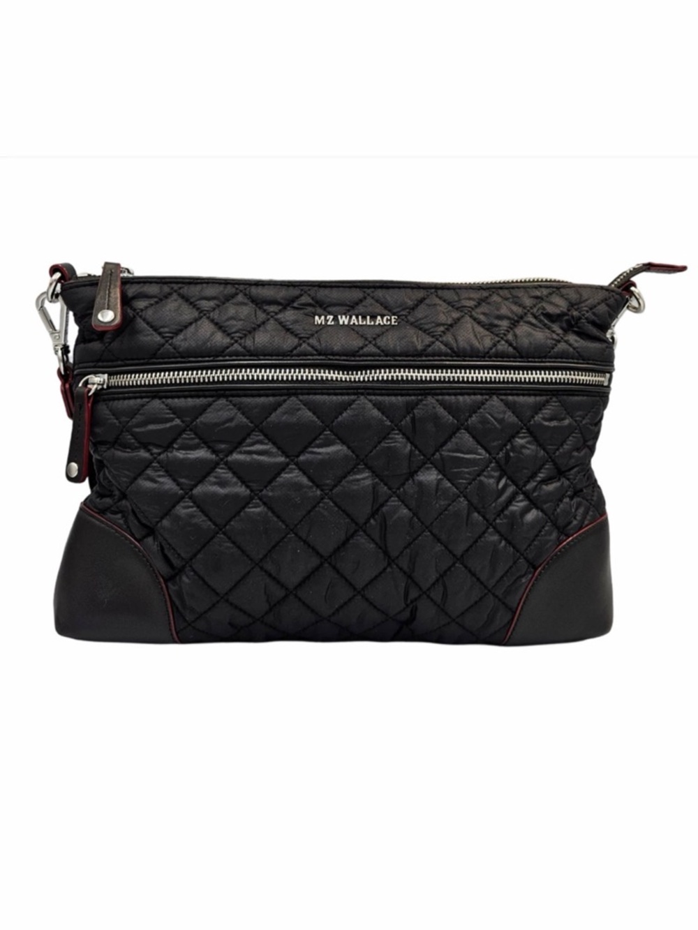 MZ WALLACE X7907 Womens Black Quilted Crosby Crossbody Bag